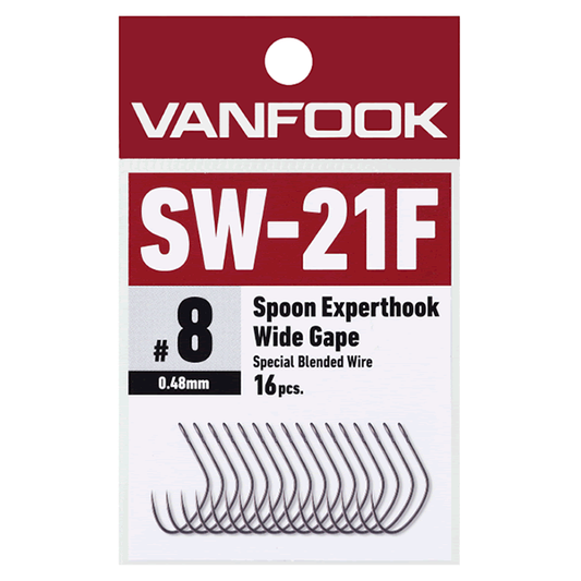 VANFOOK SW-21F SPOON EXPERTHOOK WIDE GAPE FINE WIRE #6 (16 pcs/pack ) FLUORINE BLACK