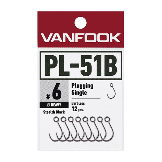 VANFOOK PL-51B PLUGGING S HEAVY BARBLESS #8 (12 pcs/pack) STEALTH BLACK - Britannic Trade