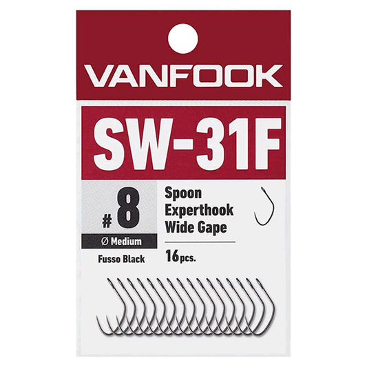 VANFOOK SW-31F SPOON EXPERTHOOK WIDE GAPE MEDIUM WIRE #7 (16 pcs/pack ) FLUORINE BLACK