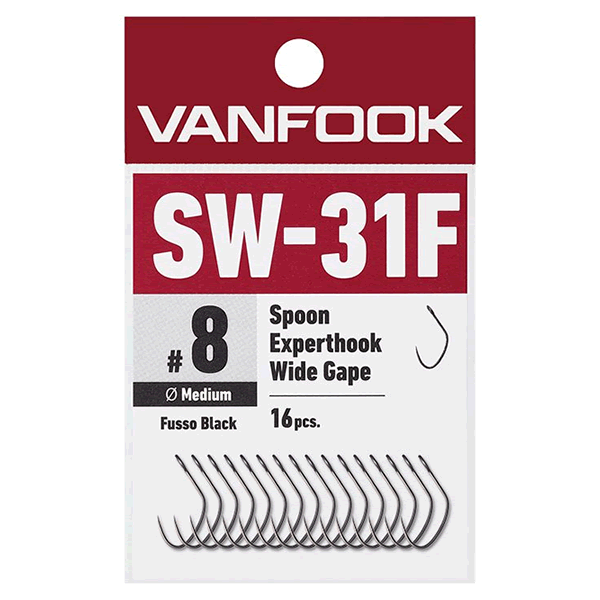 VANFOOK SW-31F SPOON EXPERTHOOK WIDE GAPE MEDIUM WIRE #5 (16 pcs/pack ) FLUORINE BLACK