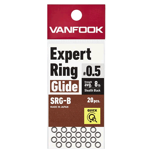 VANFOOK SRG-B EXPERT RING GLIDE #0.5 (20 pcs/pack ) STEALTH BLACK fishing terminal tackle