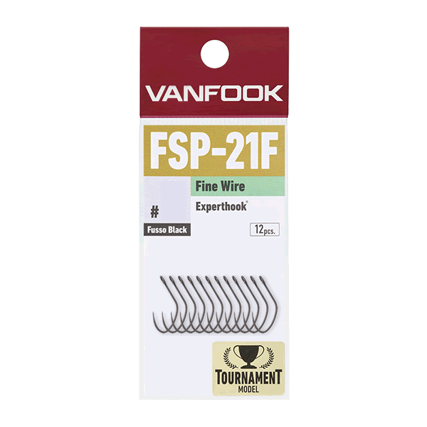 VANFOOK FSP-21F EXPERTHOOK TOURNAMENT MODEL FINE WIRE #6 (12 pcs/pack) FLUORINE BLACK