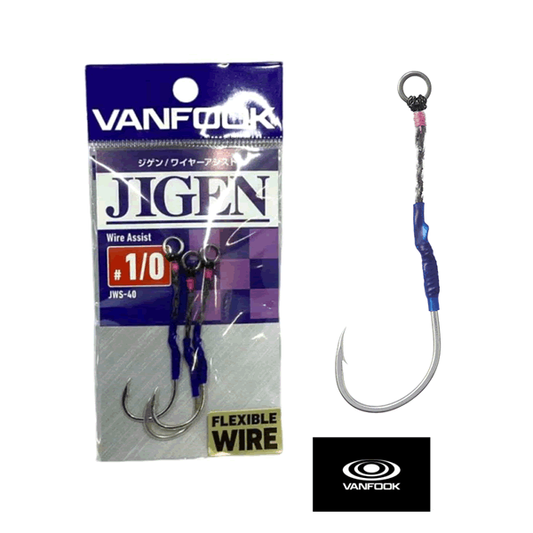 VANFOOK JWS-40 JIGEN WIRE ASSIST #1/0 (3 pcs/pack) SILVER