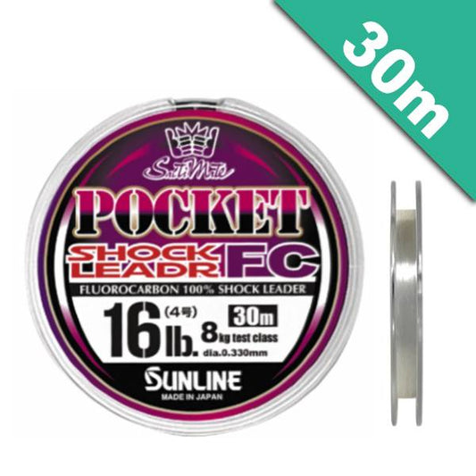 SUNLINE SALTIMATE POCKET SHOCK LEADER FC #8 (35 lb) - 30m FLUOROCARBON CLEAR