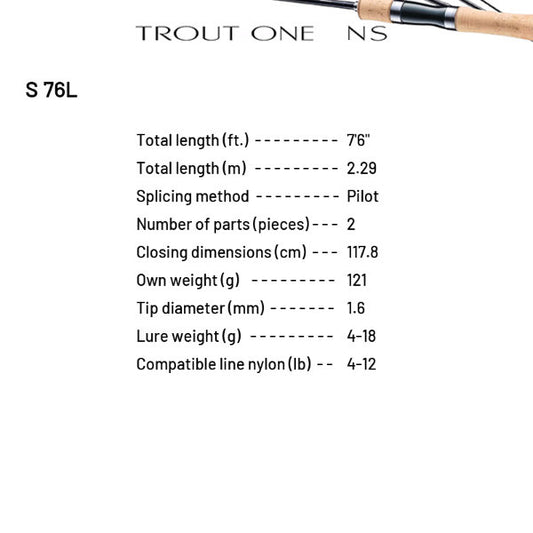 SHIMANO 24 TROUT ONE NS S 76L (2 pieces, Spinning)