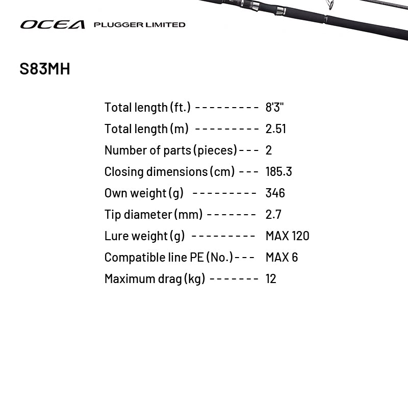 SHIMANO OCEA PLUGGER LIMITED S83MH (1 pce-Grip Joint, Spinning)