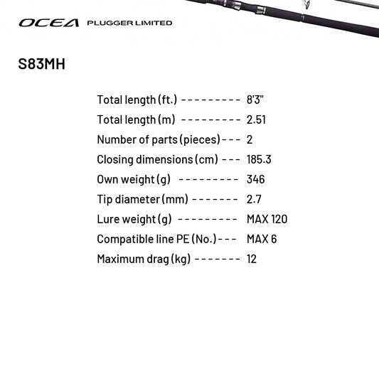 SHIMANO OCEA PLUGGER LIMITED S83MH (1 pce-Grip Joint, Spinning)