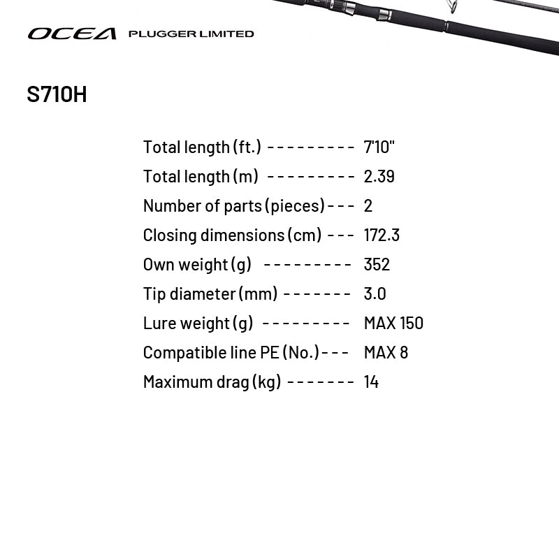 SHIMANO OCEA PLUGGER LIMITED S710H (1 pce-Grip Joint, Spinning)