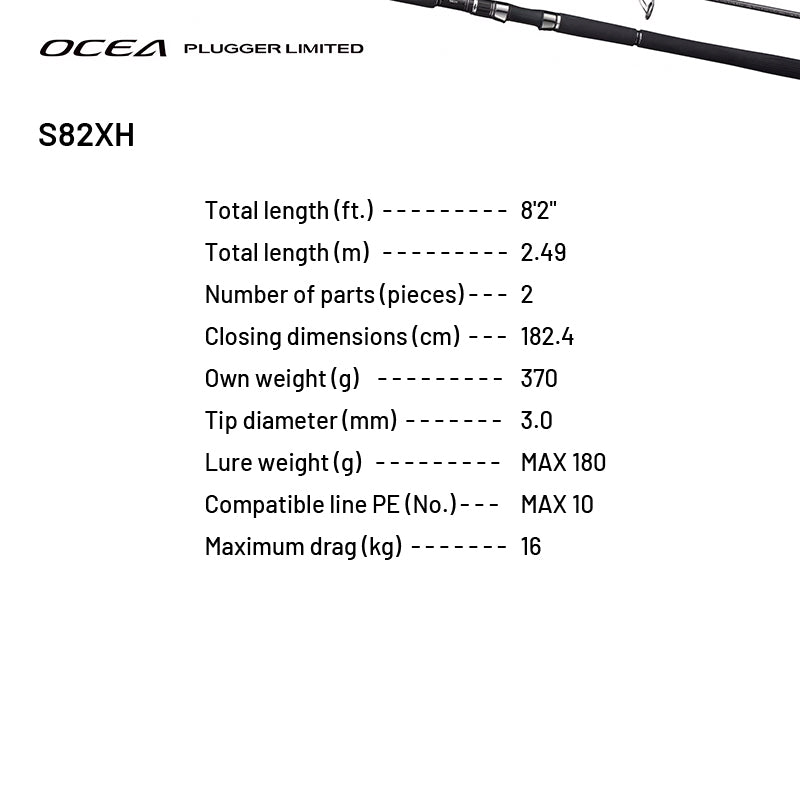 SHIMANO OCEA PLUGGER LIMITED S82XH (1 pce-Grip Joint, Spinning)
