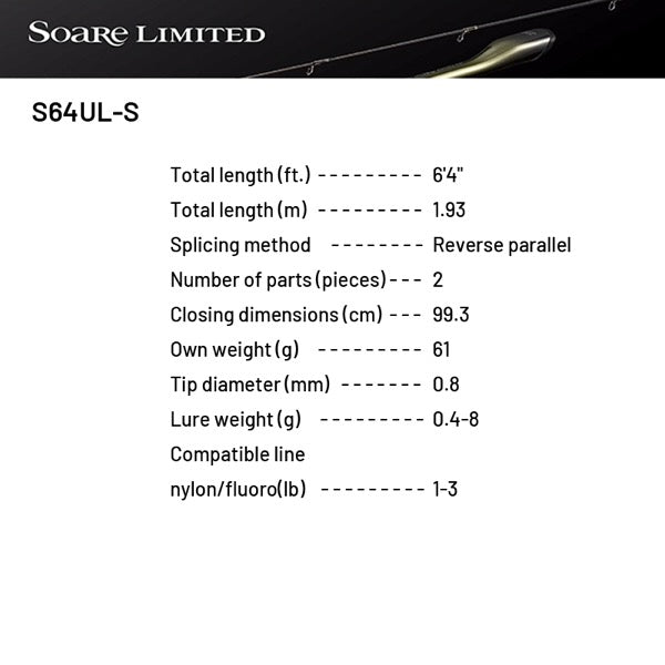 SHIMANO 24 Soare LIMITED S64UL-S (2 pieces, Spinning)