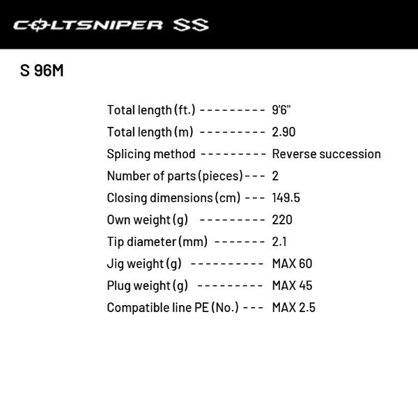SHIMANO 24 COLTSNIPER SS S 96M (2 pieces, Spinning)