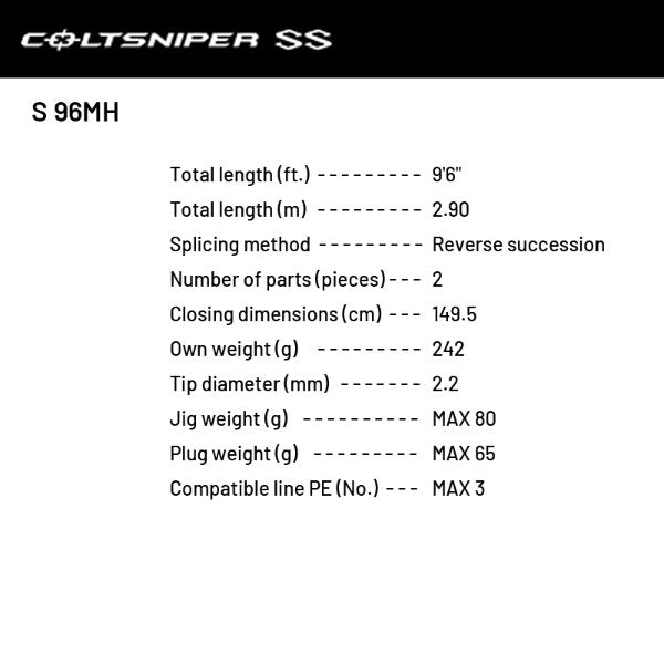 SHIMANO 24 COLTSNIPER SS S 96MH (2 pieces, Spinning)