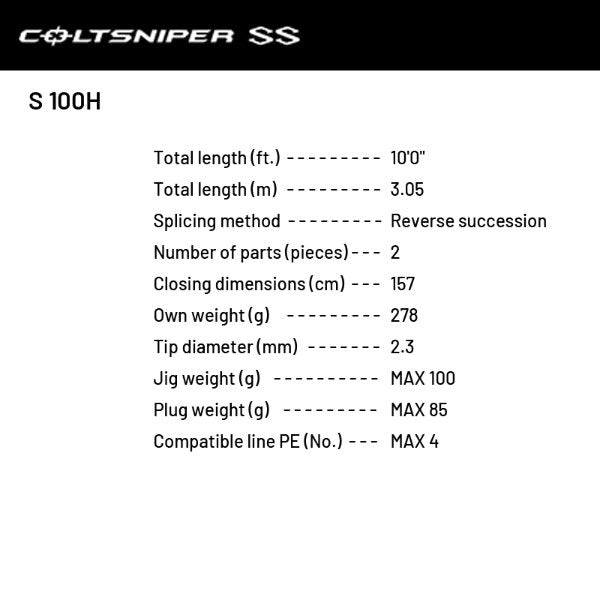 SHIMANO 24 COLTSNIPER SS S 100H (2 pieces, Spinning)