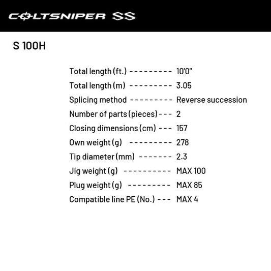 SHIMANO 24 COLTSNIPER SS S 100H (2 pieces, Spinning)