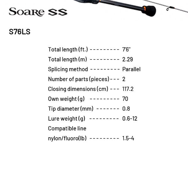 SHIMANO 22 Soare SS S76LS (2 pieces, Spinning)