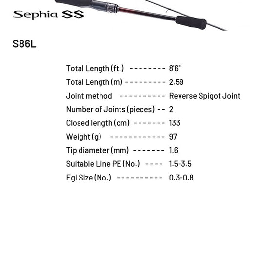 SHIMANO 23 Sephia SS S86L (2 pieces, Spinning) fishing rod