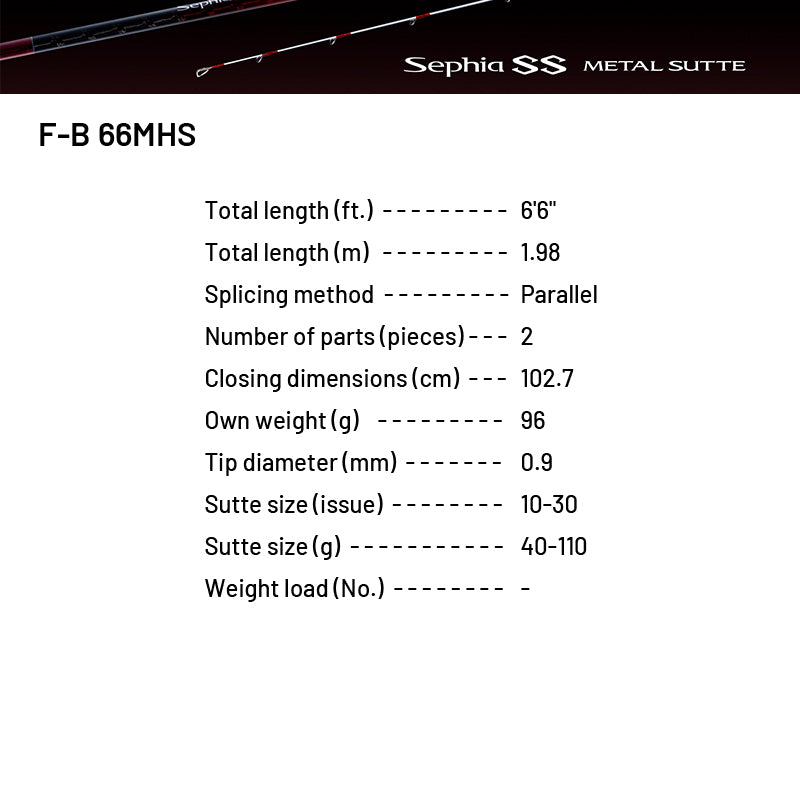 SHIMANO 24 Sephia SS METAL SUTTE F-B 66MHS (2 pieces, Casting)