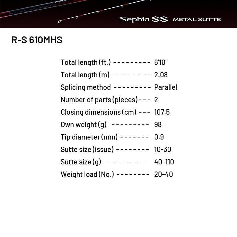 SHIMANO 24 Sephia SS METAL SUTTE R-S 610MHS (2 pieces, Spinning) fishing rod
