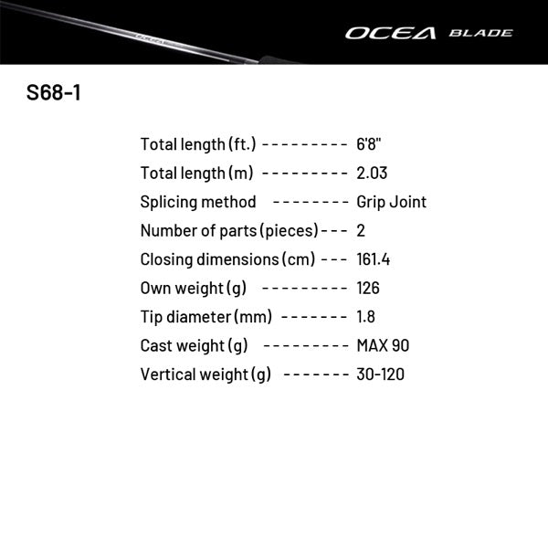 SHIMANO 24 OCEA BLADE S68-1 (2 pieces, Spinning)