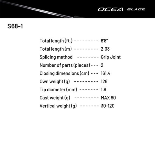 SHIMANO 24 OCEA BLADE S68-1 (2 pieces, Spinning)