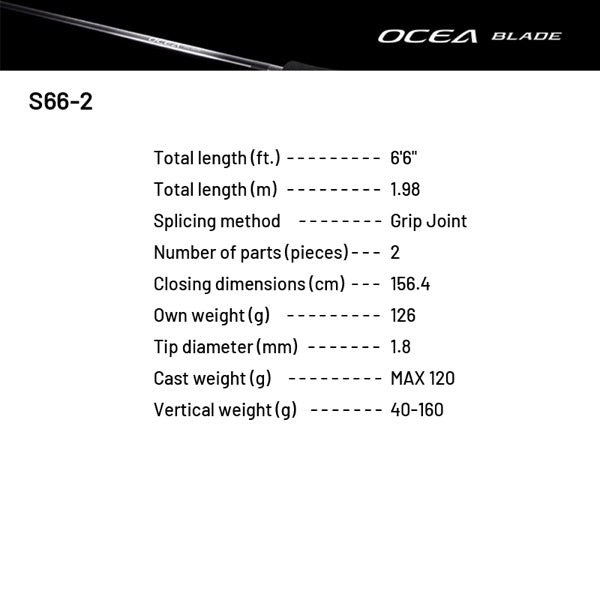 SHIMANO 24 OCEA BLADE S66-2 (2 pieces, Spinning)