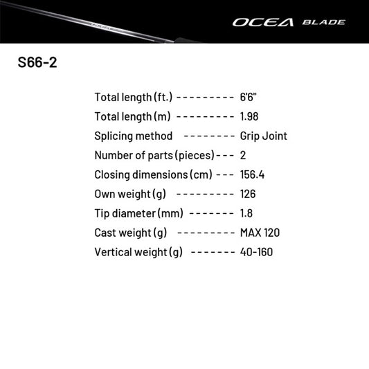 SHIMANO 24 OCEA BLADE S66-2 (2 pieces, Spinning)