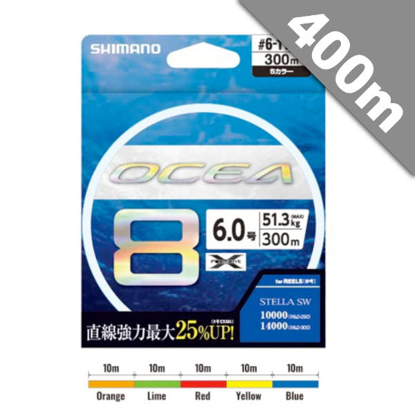 SHIMANO OCEA 8 PE #5 (99 lb) - 400m 5 COLORS