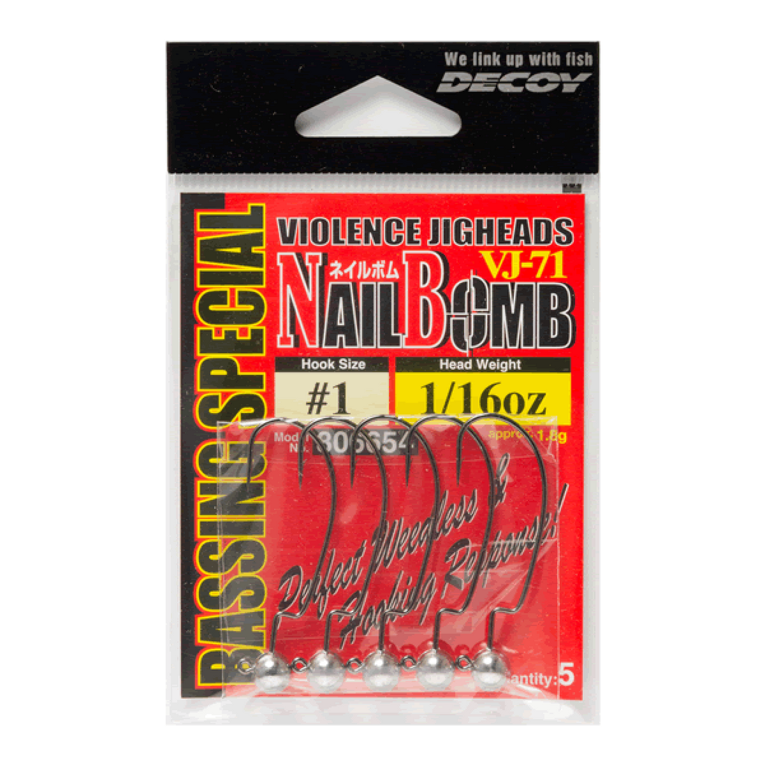 DECOY NAIL BOMB #1/0-3.5g VJ-71 NS BLACK fishing terminal tackle