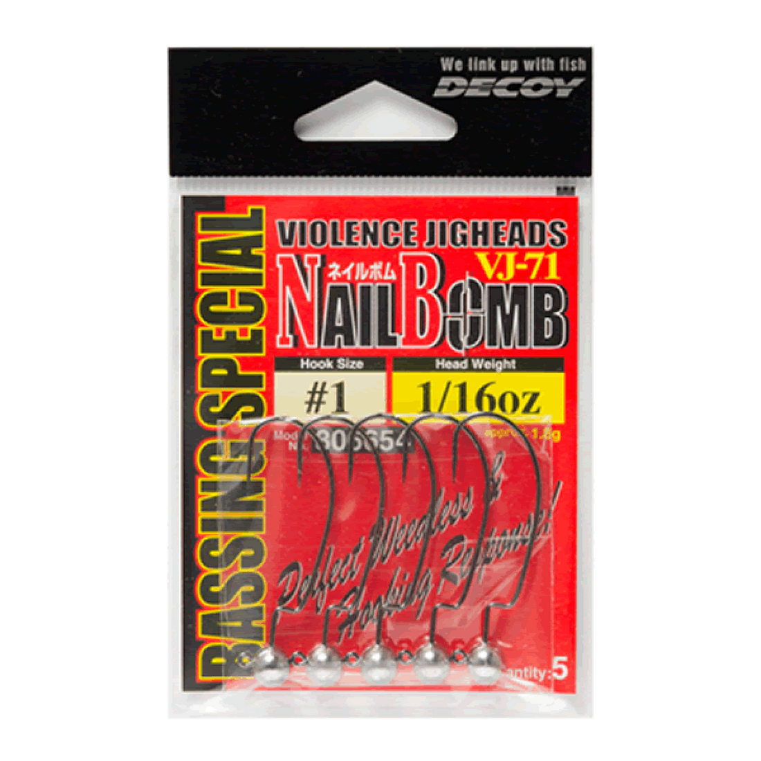 DECOY NAIL BOMB #1/0 - 2.5g VJ-71 (5 pcs/pack) NS BLACK fishing terminal tackle