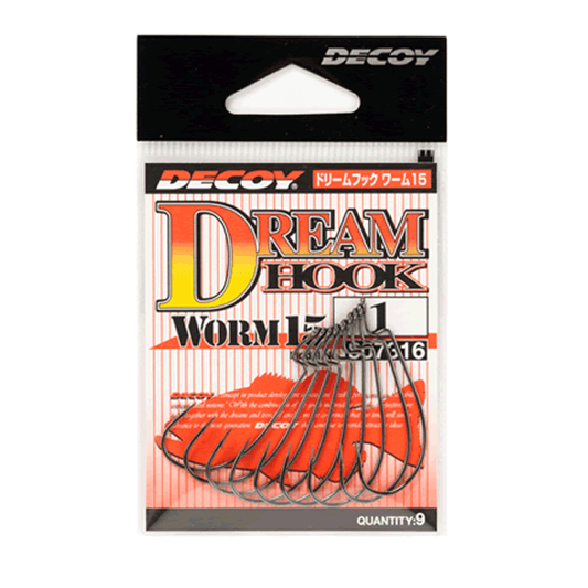DECOY DREAM HOOK #1/0 Worm15 (9 pcs/pack) NS BLACK - Britannic Trade