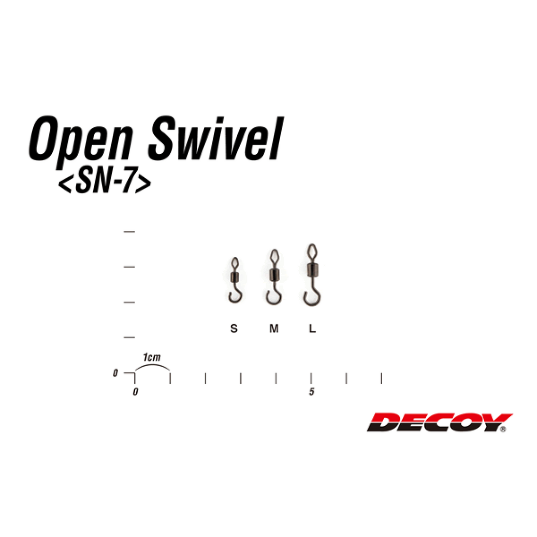 DECOY OPEN SWIVEL L SN-7 (7 pcs/pack) NS BLACK fishing terminal tackle — photo 3