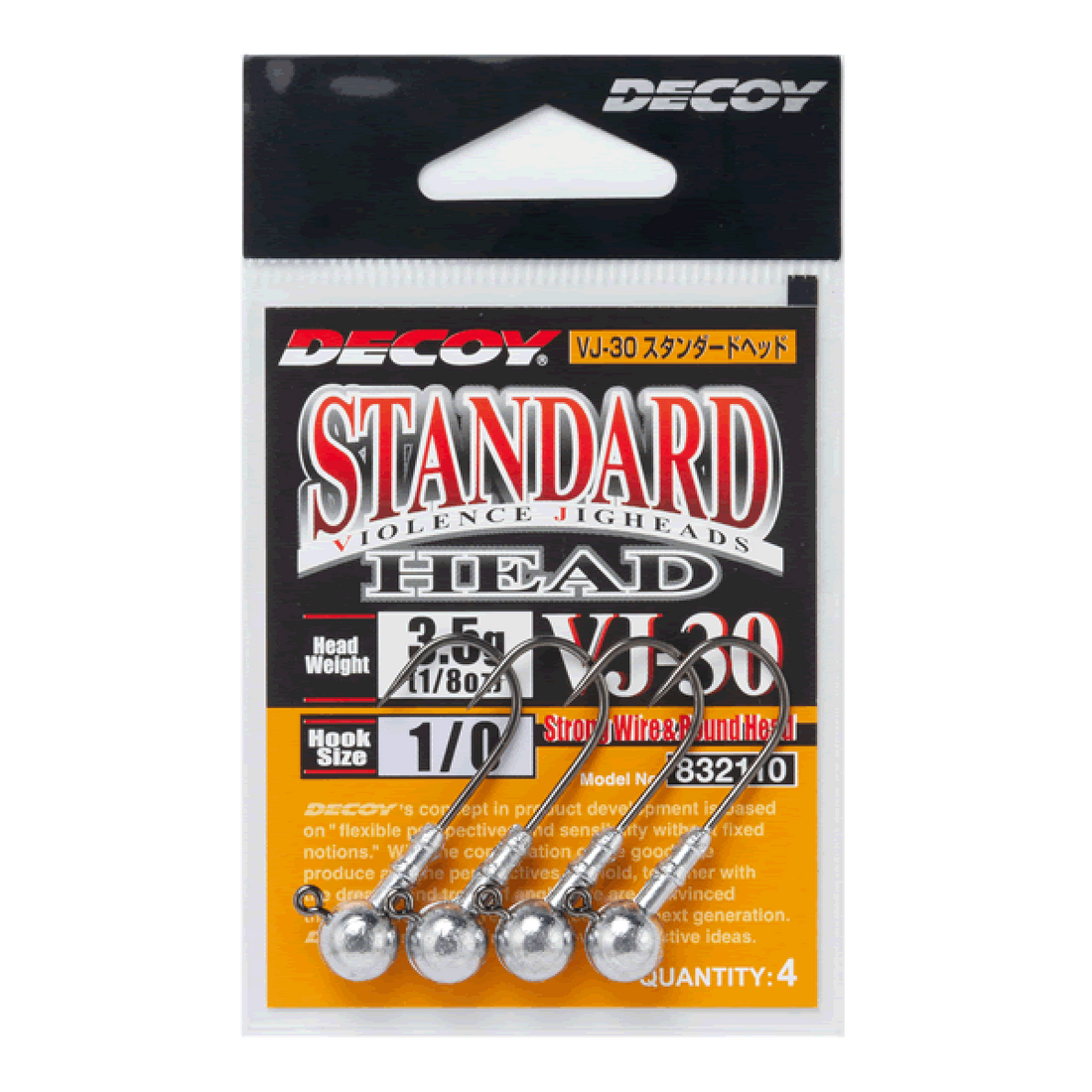 DECOY STANDARD HEAD #2/0-3.5g VJ-30 NS BLACK fishing terminal tackle