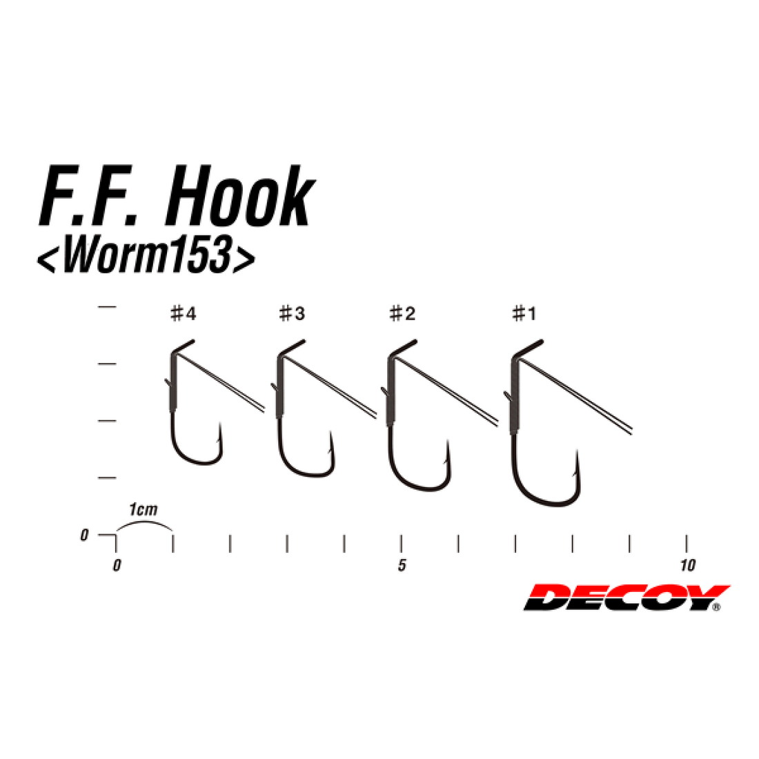 DECOY F.F.HOOK #1 Worm153 (4 pcs/pack) SILKY BLACK fishing terminal tackle — photo 3