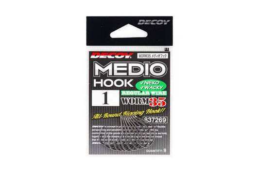 DECOY Worm35 MEDIO HOOK #1 (10 pcs/pack) NS BLACK