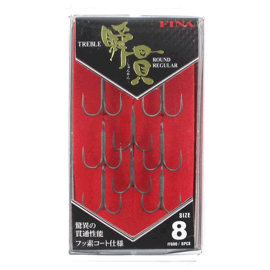 Hayabusa SHUN-KAN TREBLE ROUND REGULAR #8 FF600 (8 pcs/pack)