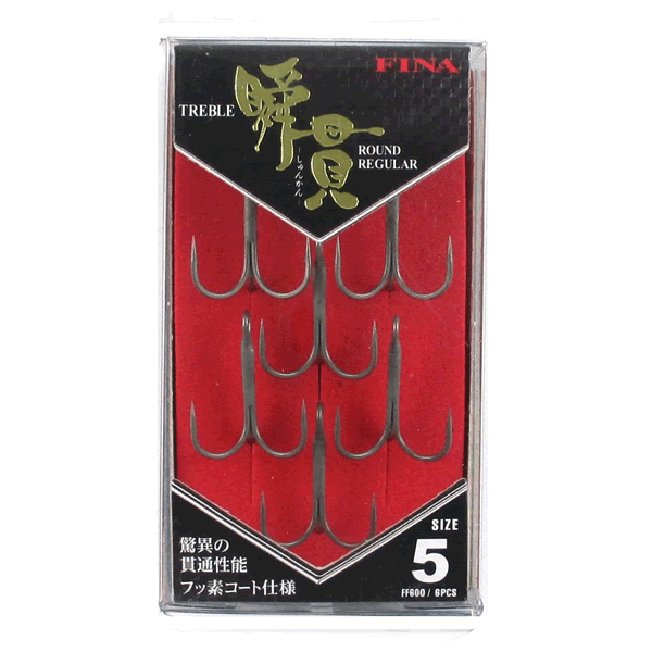 Hayabusa SHUN-KAN TREBLE ROUND REGULAR #5 FF600 (6 pcs/pack)