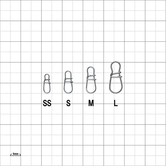 Gamakatsu Onsoku Round Snap size chart: SS, S, M and L